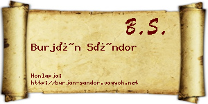 Burján Sándor névjegykártya