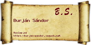 Burján Sándor névjegykártya
