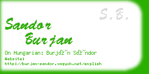 sandor burjan business card